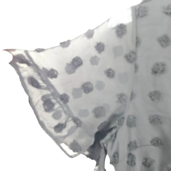 Womens Size S Swiss Dot Textured Black V-Neck Mini Dress W/ Ruffle Hem Casual - Picture 7 of 12